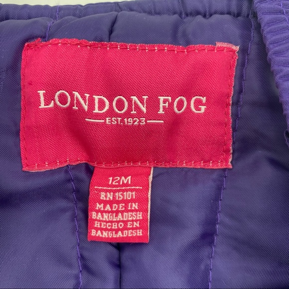 LONDON FOG Baby Girls Classic Snow Bib Ski Snowsuit Purple, Size 12 Months NWT - Picture 6 of 8